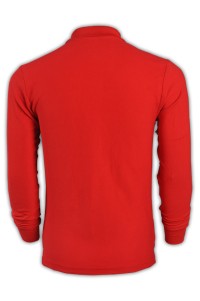 SKLPS004 solid color red 030 long sleeve men's Polo shirt 1AD01 design custom DIY solid color Polo shirt polo shirt supplier polo shirt price front view